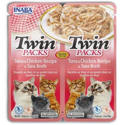INABA CAT Twin Tonijn met Kip in Bouillon - kattensnack - 2x40g