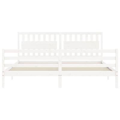Bedframe met hoofdbord massief hout wit - thumbnail
