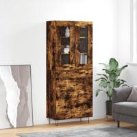 Hoge kast 69,5x34x180 cm bewerkt hout gerookt eikenkleurig - thumbnail