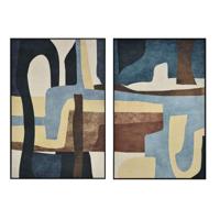 Schilderij Home ESPRIT Geel Blauw Abstract Fluweel Stads 80 x 4,5 x 120 cm (2 Stuks) - thumbnail