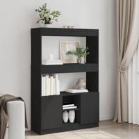 Hoge kast 92x33x140 cm bewerkt hout zwart - thumbnail
