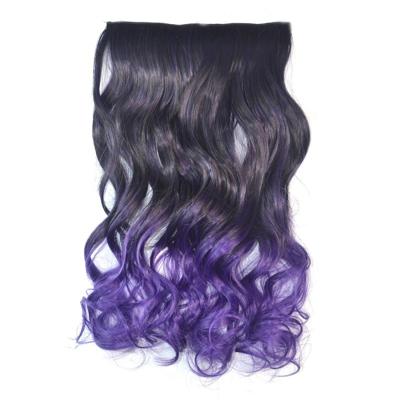 Eendelige naadloze Hair Extension stuk kleur verloop grote golf lang Curling Clip Type haarstukje