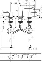 Wastafelmengkraan HansGrohe Vivenis 3-gats 90 Met Trekwaste Mat Wit - thumbnail