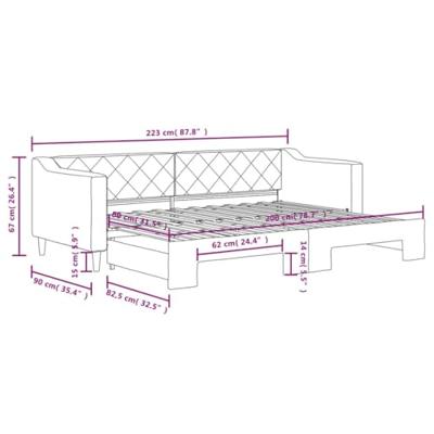 Slaapbank met onderschuifbed 80x200 cm stof lichtgrijs