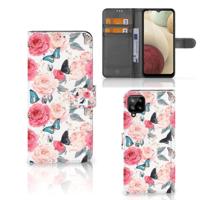 Samsung Galaxy A12 Hoesje Butterfly Roses - thumbnail