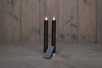 Anna's Collection LED dinerkaars flame effect rustiek 23 cm antraciet 2 stuks - thumbnail
