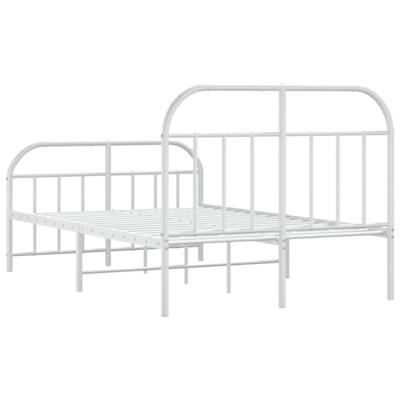 Bedframe met hoofd- en voeteneinde metaal wit 120 x 190 cm - thumbnail