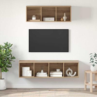 TV-kast set 2 pcs artisanaal eikenkleurig 37 x 37 x 142.5 cm