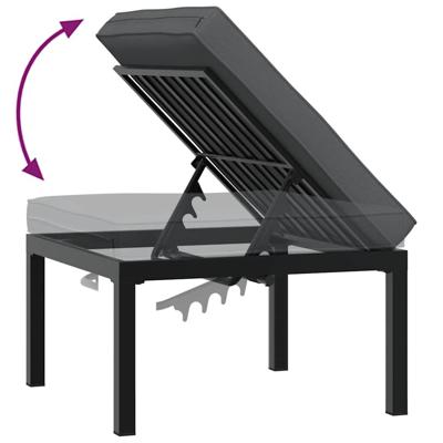 4-delige Loungeset met kussens aluminium zwart