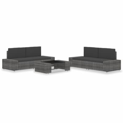5-delige Loungeset poly rattan grijs