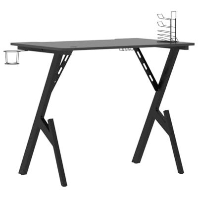 Gamingbureau met Y-vormige poten 90x60x75 cm zwart - thumbnail