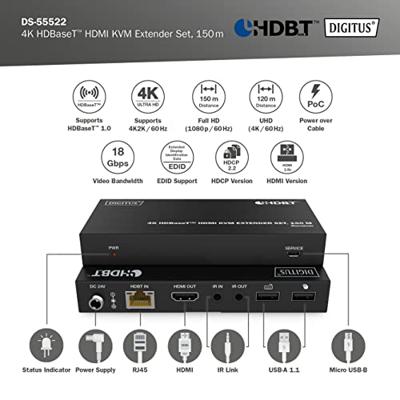 Digitus DS-55522 HDMI Adapter [1x HDMI-bus - 1x HDMI-bus] Zwart 4K UHD