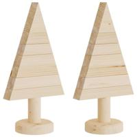 VidaXL Kerstdecoraties kerstboom 2 st 30 cm massief grenenhout - thumbnail