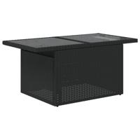 7-delige Loungeset met kussens poly rattan zwart - thumbnail