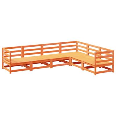 6-delige Loungeset massief grenenhout wasbruin