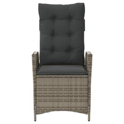 Tuinstoelen 2 st verstelbaar met kussens poly rattan grijs