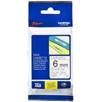 Labeltape Brother P-touch TZe-111 standaard 6mm zwart op transparant - thumbnail