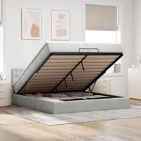Ottoman bed met matrassen en LED's 200x200cm fluweel lichtgrijs - thumbnail