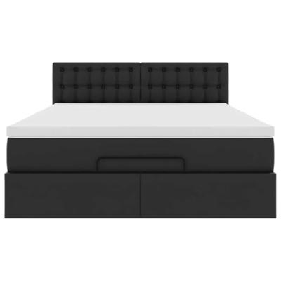 Ottoman bed met matras 140x190cm kunstleer zwart