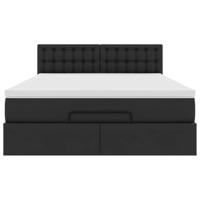 Ottoman bed met matras 140x190cm kunstleer zwart - thumbnail