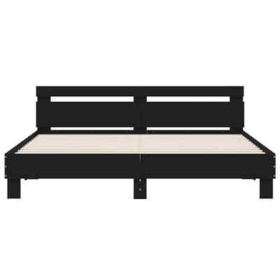 Bedframe met hoofdeinde en LED-verlichting zwart 200x200 cm