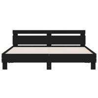 Bedframe met hoofdeinde en LED-verlichting zwart 200x200 cm - thumbnail