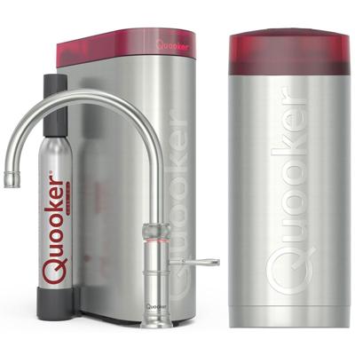 Quooker Classic Fusion Round Keukenkraan Set - Kokend Warm- en Koud Water - RVS - Inclusief COMBI+ Reservoir & CUBE - Direct Gekoeld Bruisend Water