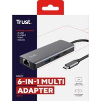 Trust Dalyx 6-in-1 USB-C-adapter USB Hub Zilver - thumbnail