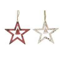 Hanger ster met bel metaal 21x5x21cm - thumbnail