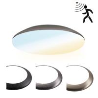 LED Bulkhead - Bewegingssensor - Ø25 cm - 12 watt - 1300 Lumen - 3 Lichtkleuren - CCT Switch - IP65 Waterdicht - IK10 - RVS - Plafondlamp - thumbnail