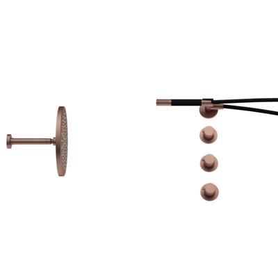 Hotbath Cobber - CB7067 - Inbouw Regendoucheset - Geborsteld Koper PVD - 2 Stopkranen - Thermostatisch - Plafondbuis 15 cm - Hoofddouche 300 mm - Staafhanddouche - met M106 - Waterbesparend