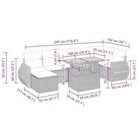 5-delige Loungeset met kussens poly rattan en acaciahout beige - thumbnail