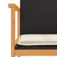 Tuinstoelen 2 st met kussens poly rattan en massief hout zwart - thumbnail