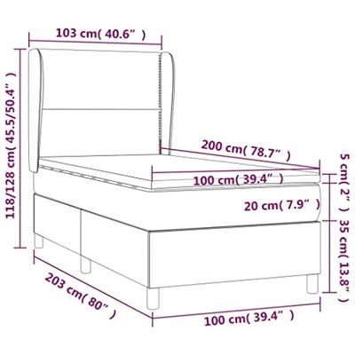 Boxspring met matras stof crèmekleurig 100x200 cm