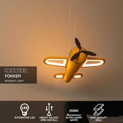 Lucide FOKKER - Hanglamp Kinderkamer - LED - 1x28W 2500K - Geel