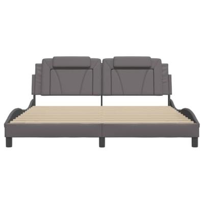 Bedframe met hoofdbord kunstleer grijs 180x200 cm