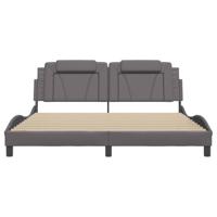 Bedframe met hoofdbord kunstleer grijs 180x200 cm - thumbnail