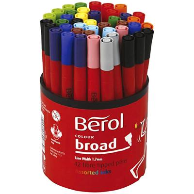 Berol stift, d 10 mm, lijndikte 1-1,7 mm, diverse kleuren, 42 stuk/ 1 doosje