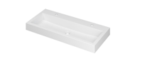 INK Momento Wastafel Polystone met 2 Kraangaten - 1000x450x90 mm - Mat Wit - thumbnail