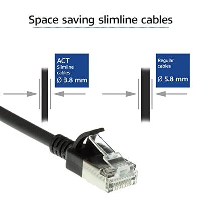 ACT Zwarte 5 meter LSZH U/FTP CAT6A datacenter slimline patchkabel snagless met RJ45 connectoren