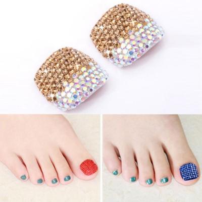 2 PC'S Crystal nep Nail Art Tips Rhinestone volledige dekking teennagels Decals stickers (NO: 30)