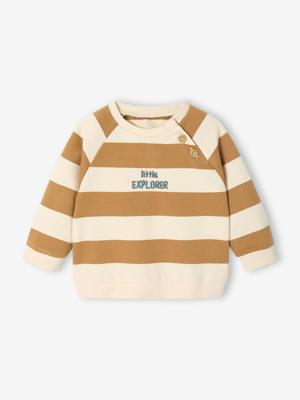 Gestreept sweatshirt van molton baby karamel