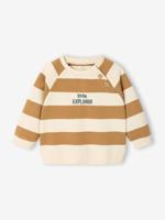 Gestreept sweatshirt van molton baby karamel - thumbnail
