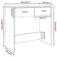Bureau 80x40x75 cm bewerkt hout bruineikenkleurig - thumbnail