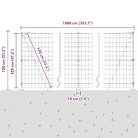 VidaXL Hek met paal grijs 1,2 x 10 m staal en pvc - thumbnail