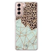 Samsung Galaxy S21 hybride hoesje - Luipaard marmer mint - thumbnail