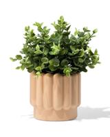 HEMA Bloempot ⌀13x12.5cm keramiek ribbels bruin (beige) - thumbnail