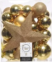 Decoris Kerstballen Mat/Glas/Glitter 33 Stuks Goud - thumbnail