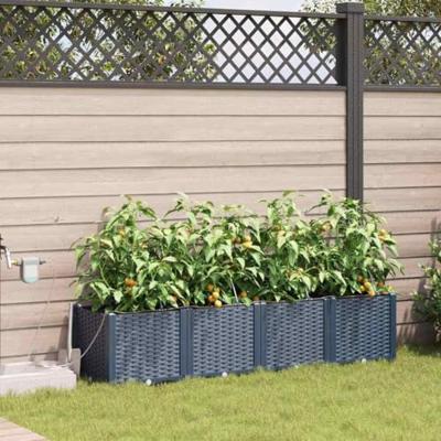 VidaXL Tuin bloempot 4 pcs grijs 120 x 120 x 142 cm staal VidaXL Tuin bloempot 4 pcs grijs 120 x 120 x 142 cm staal