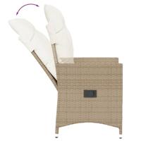 Tuinstoelen 2 st verstelbaar met kussens poly rattan beige - thumbnail